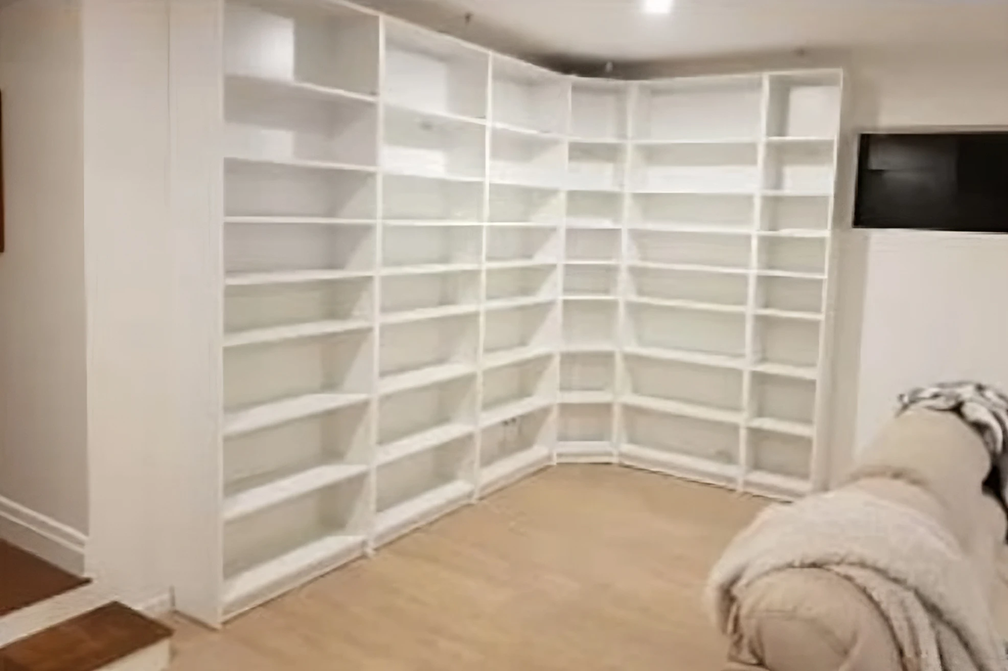 Assembled bookshelves